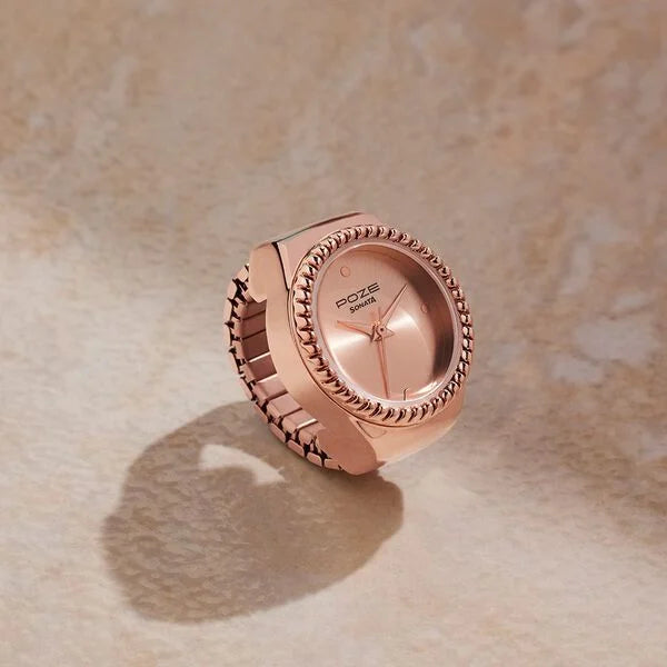 🕒 Rose Gold Color Stainless Steel Strap Ring Watch For Women