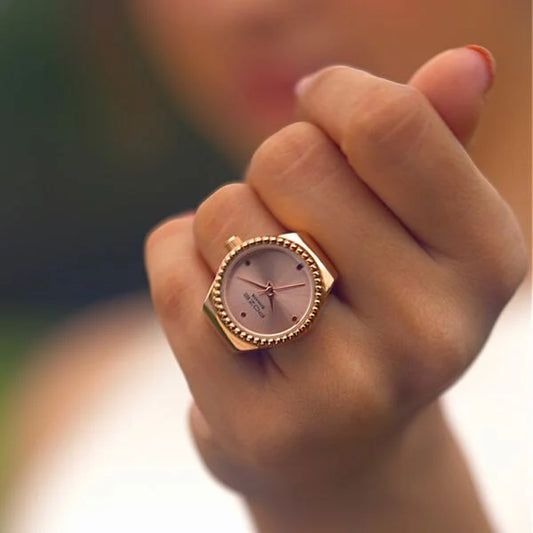 🕒 Rose Gold Color Stainless Steel Strap Ring Watch For Women