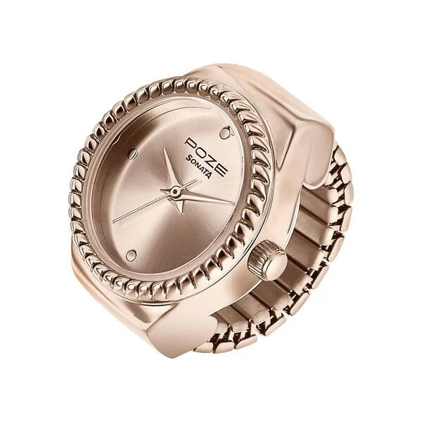 🕒 Rose Gold Color Stainless Steel Strap Ring Watch For Women